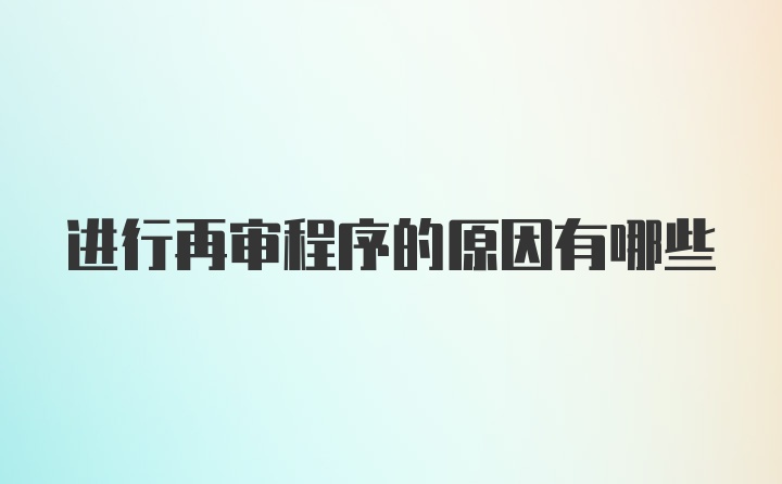 进行再审程序的原因有哪些