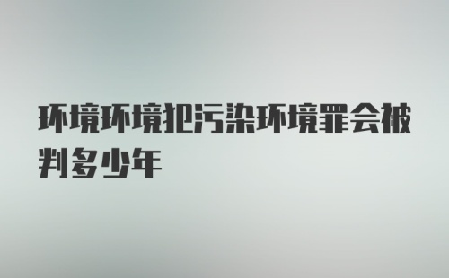 环境环境犯污染环境罪会被判多少年