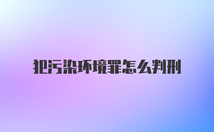 犯污染环境罪怎么判刑