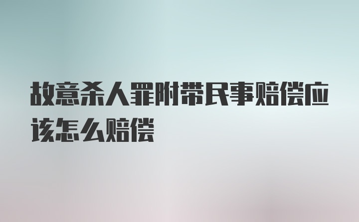 故意杀人罪附带民事赔偿应该怎么赔偿