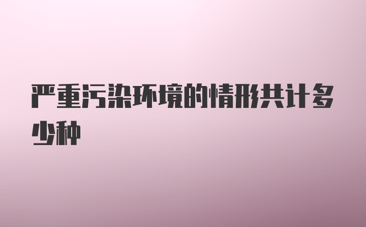 严重污染环境的情形共计多少种