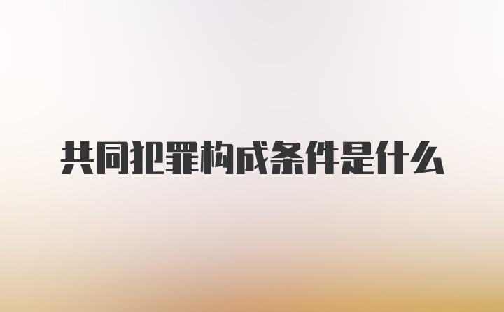 共同犯罪构成条件是什么