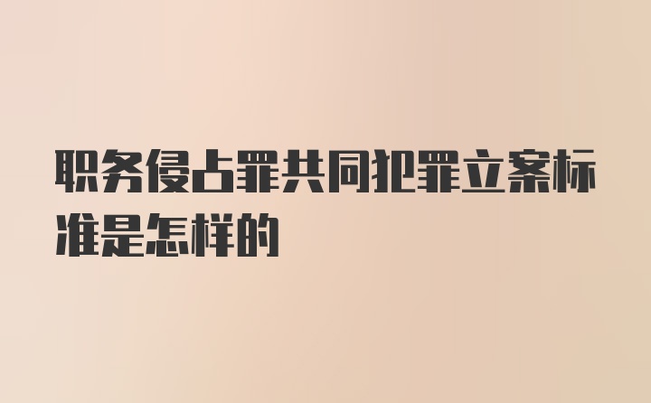 职务侵占罪共同犯罪立案标准是怎样的