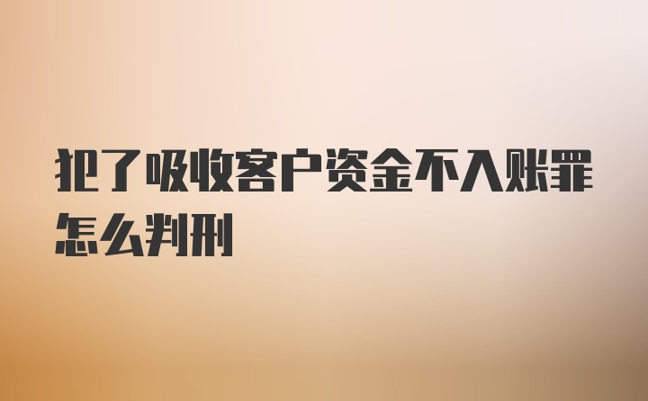 犯了吸收客户资金不入账罪怎么判刑