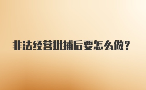 非法经营批捕后要怎么做？