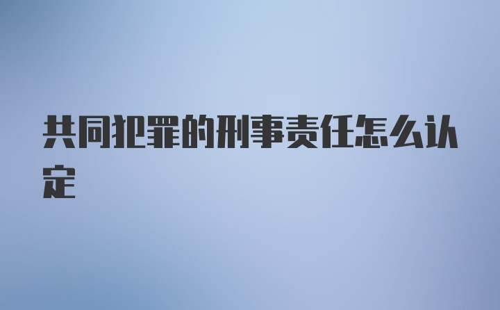 共同犯罪的刑事责任怎么认定