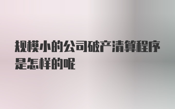 规模小的公司破产清算程序是怎样的呢