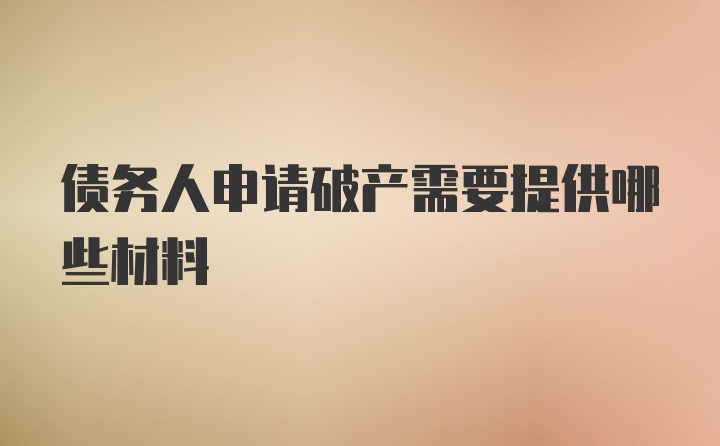 债务人申请破产需要提供哪些材料