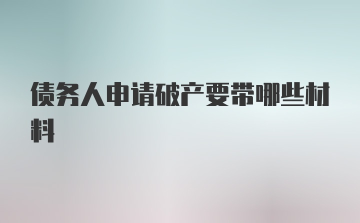 债务人申请破产要带哪些材料