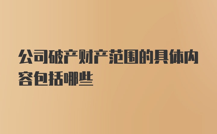 公司破产财产范围的具体内容包括哪些