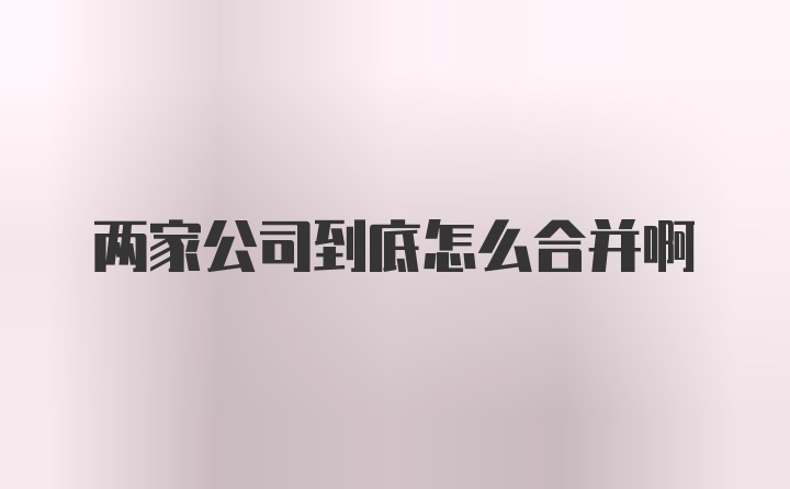 两家公司到底怎么合并啊