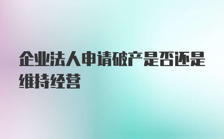 企业法人申请破产是否还是维持经营