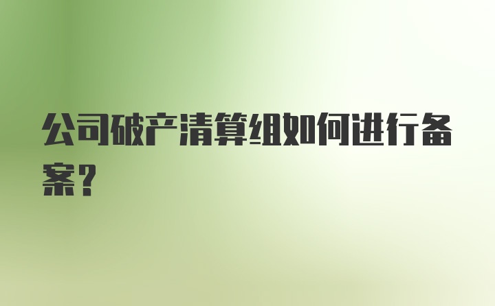 公司破产清算组如何进行备案？