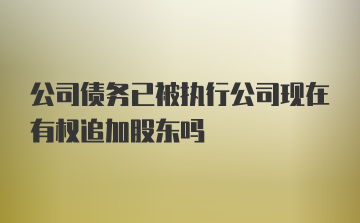 公司债务已被执行公司现在有权追加股东吗