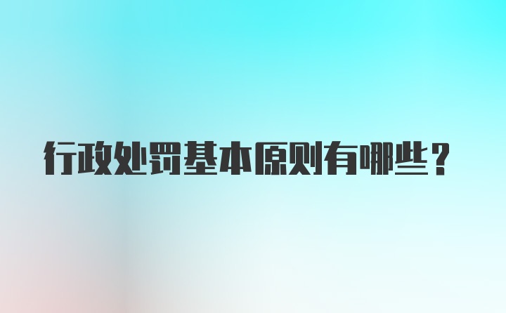 行政处罚基本原则有哪些？