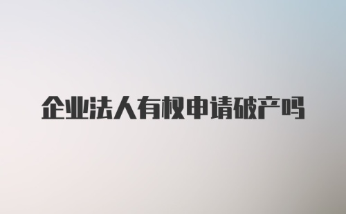 企业法人有权申请破产吗