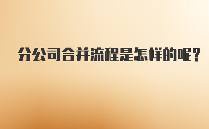 分公司合并流程是怎样的呢？