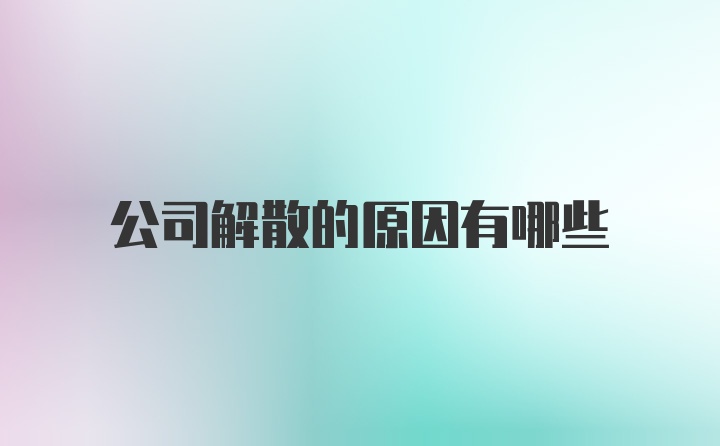 公司解散的原因有哪些