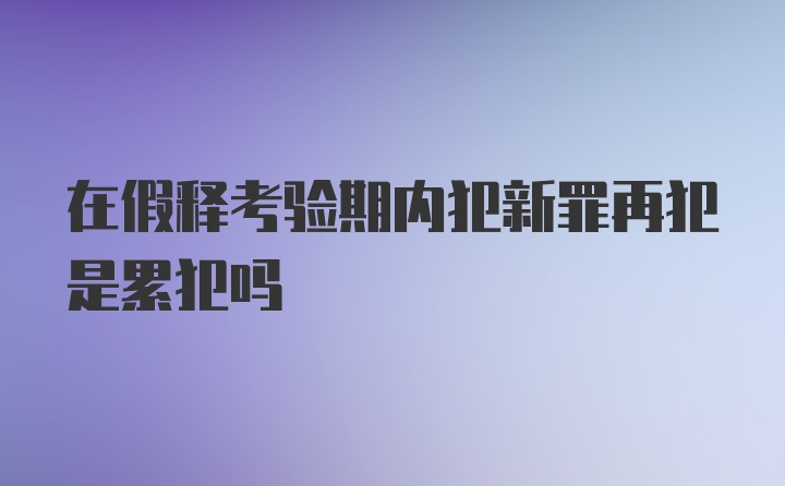 在假释考验期内犯新罪再犯是累犯吗