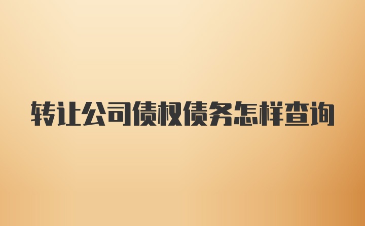 转让公司债权债务怎样查询