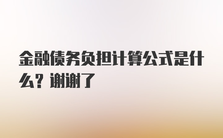 金融债务负担计算公式是什么？谢谢了