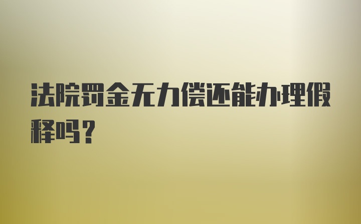 法院罚金无力偿还能办理假释吗？