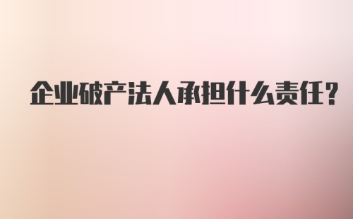 企业破产法人承担什么责任？