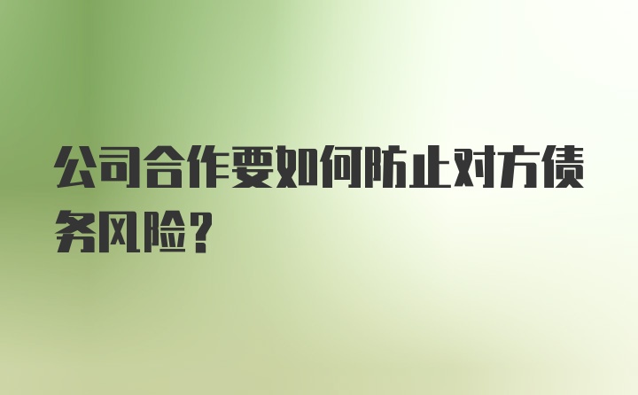 公司合作要如何防止对方债务风险？