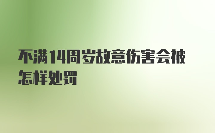 不满14周岁故意伤害会被怎样处罚