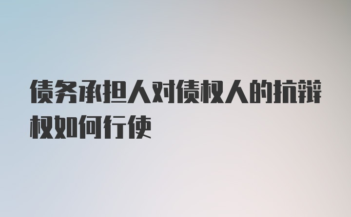 债务承担人对债权人的抗辩权如何行使