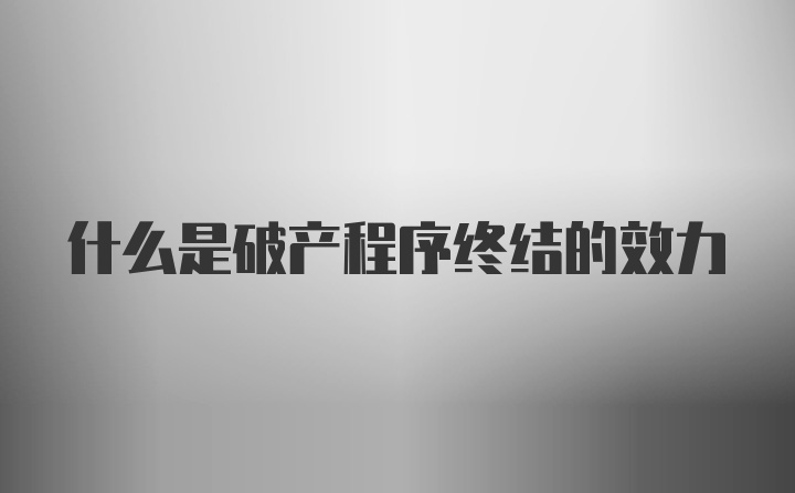 什么是破产程序终结的效力