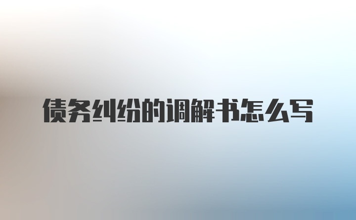 债务纠纷的调解书怎么写