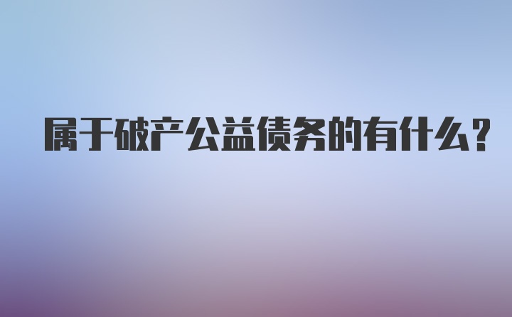 属于破产公益债务的有什么？