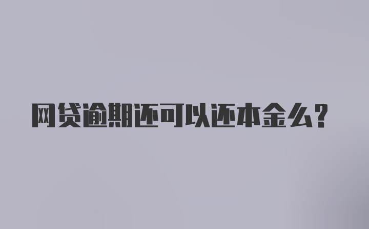 网贷逾期还可以还本金么？