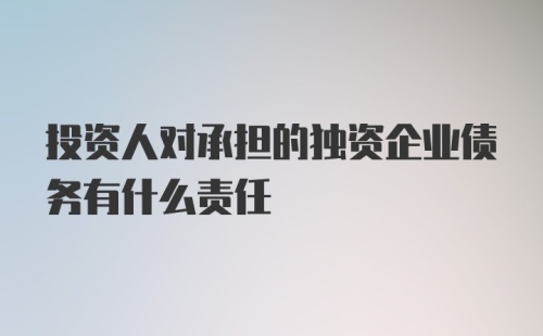 投资人对承担的独资企业债务有什么责任