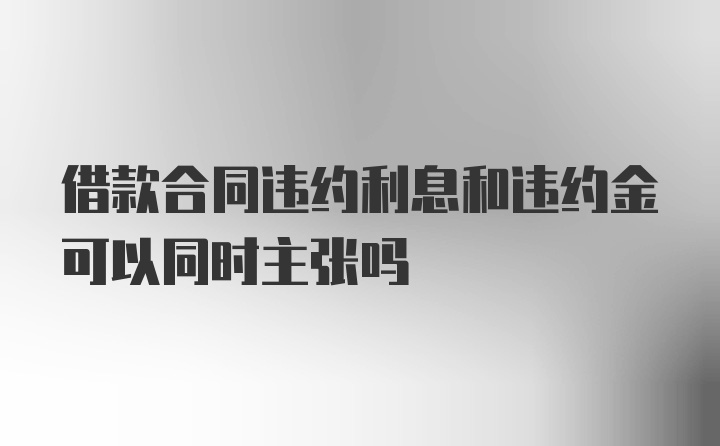 借款合同违约利息和违约金可以同时主张吗