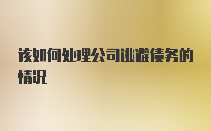 该如何处理公司逃避债务的情况