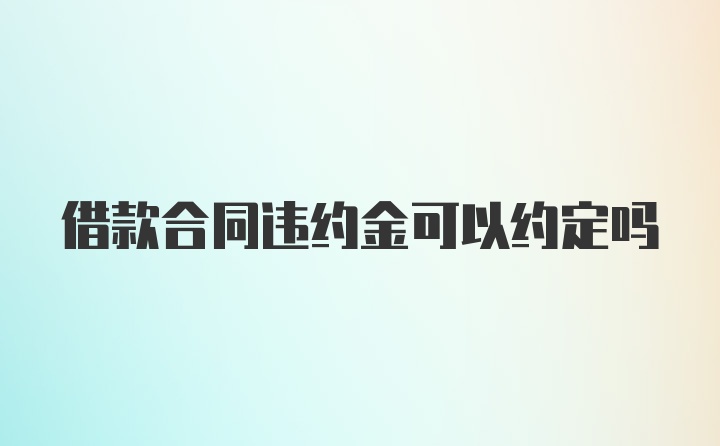 借款合同违约金可以约定吗