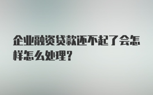 企业融资贷款还不起了会怎样怎么处理？