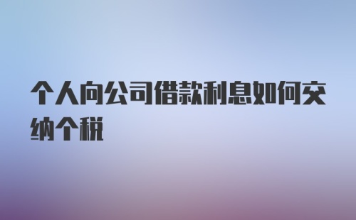 个人向公司借款利息如何交纳个税