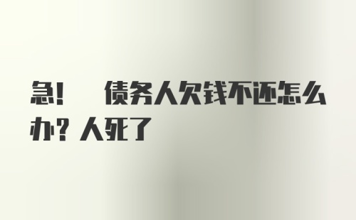 急! 债务人欠钱不还怎么办？人死了