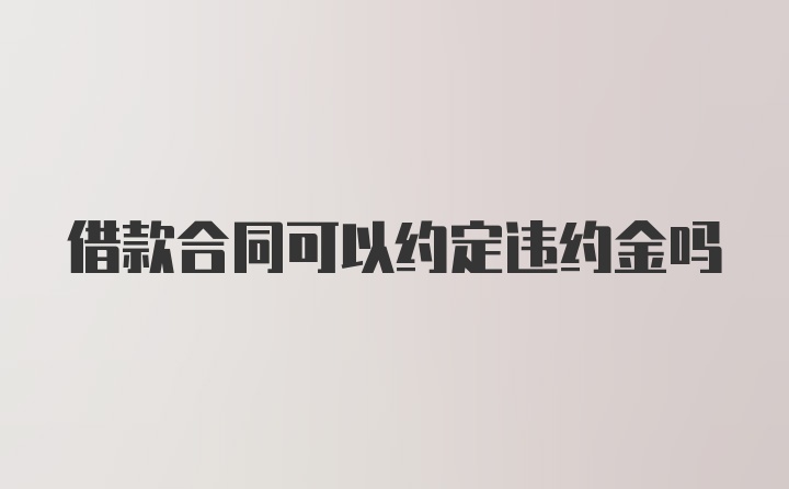 借款合同可以约定违约金吗