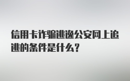 信用卡诈骗逃逸公安网上追逃的条件是什么？