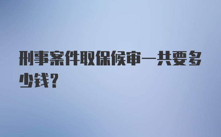 刑事案件取保候审一共要多少钱？