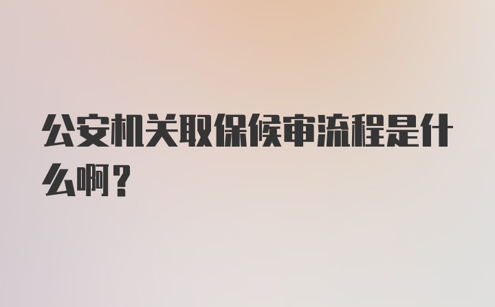 公安机关取保候审流程是什么啊？