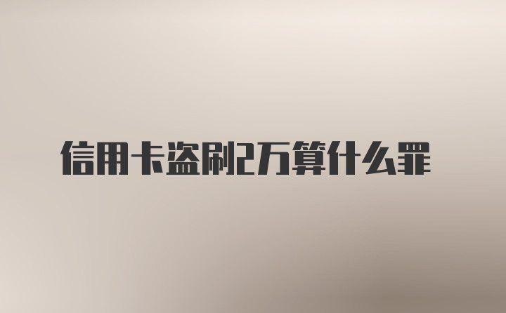 信用卡盗刷2万算什么罪