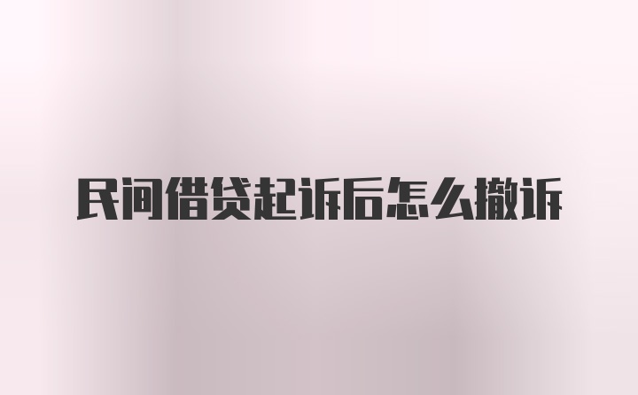 民间借贷起诉后怎么撤诉