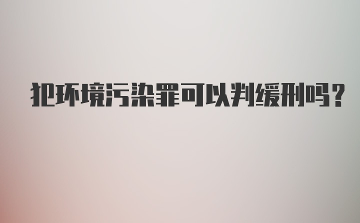 犯环境污染罪可以判缓刑吗？