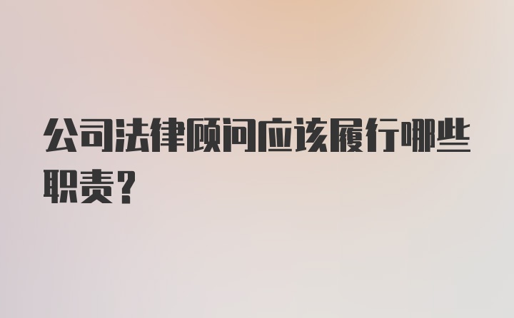 公司法律顾问应该履行哪些职责？