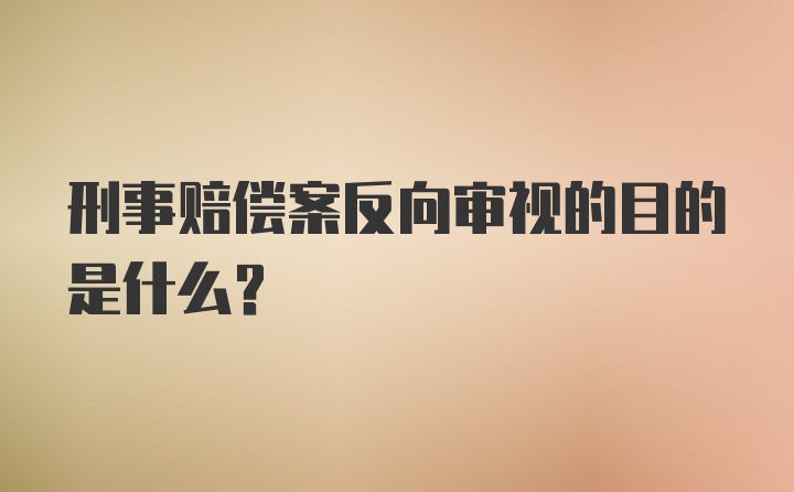 刑事赔偿案反向审视的目的是什么?